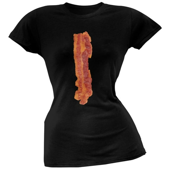 Bacon Strip Black Soft Juniors T-Shirt - Large
