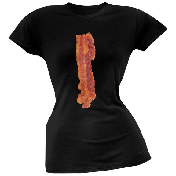 Bacon Strip Black Soft Juniors T-Shirt - Small