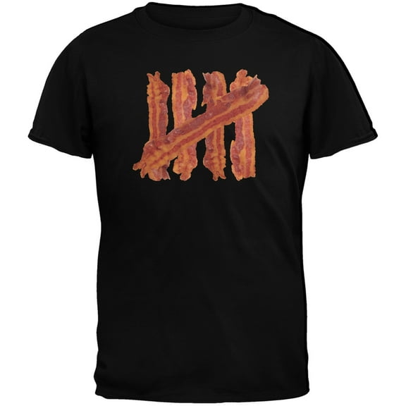 Bacon Strip Tally Marks Black Adult T-Shirt - X-Large
