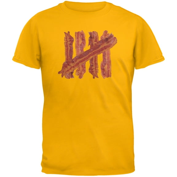 Bacon Strip Tally Marks Gold Adult T-Shirt - Large