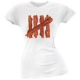 thumbnail image 1 of Bacon Strip Tally Marks White Soft Juniors T-Shirt - Small, 1 of 1