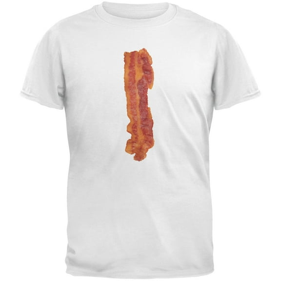 Bacon Strip White Adult T-Shirt - Medium