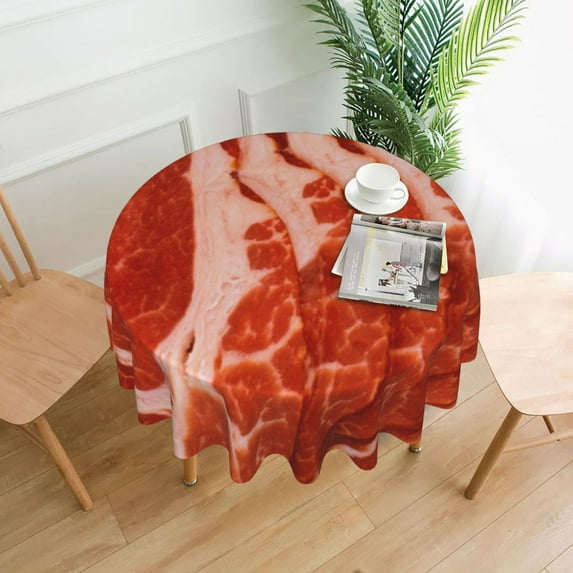 Bacon Tablecloth Fresh Pork Meat Ham Vintage Round Table Cloth For Events Dining Tables Table Cover Wholesale Table Decoration