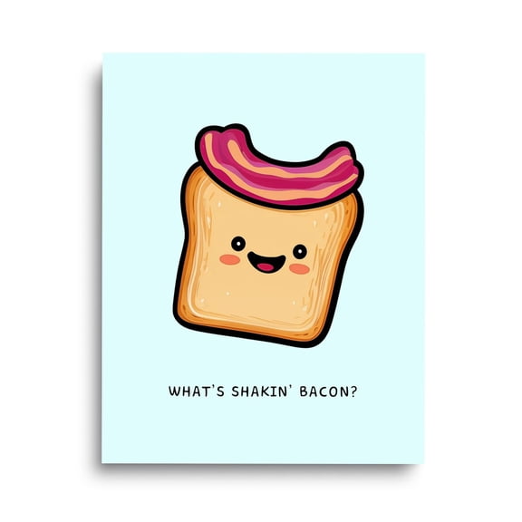 Bacon Toast Print, Quirky Kitchen Wall Art, Chef Pun Foodie Decor, Witty Cooking , Breakfast Diner Artwork, Dorm Room Poster Home Decor #3545, Unframed Poster Size 8x12