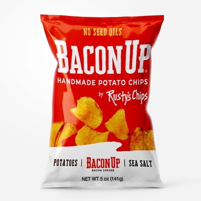 Bacon Up - Handmade Crunchy Bacon Potato Chips - No Preservatives, No Seed Oils, Gluten Free, Indulgent Snacks for Adults - 5oz by Rusty's Chips