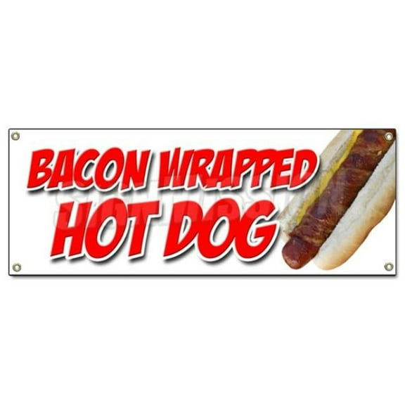 Bacon Wrapped Hot Dog Banner Sign - Texas Tommy Cheese Deep Fried Stick