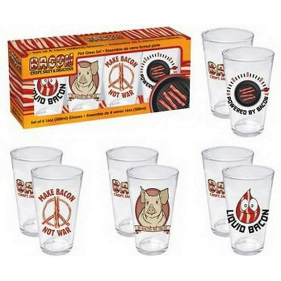 Bacon's Finest (2012) Aquarius 16oz Pint Glass Box Set - (Set of 4 Glasses)