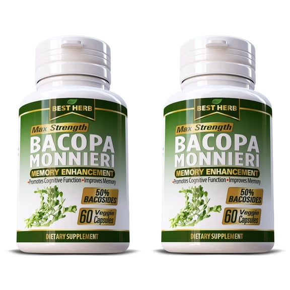 Bacopa Monnieri 1000mg Supplement - 120 Pills - Memory Enhancement Brain Booster Promotes Cognitive Function