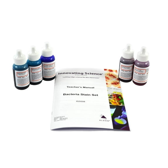 Bacteria Stain Set - 5 Different Chemicals in 30mL Dropper Bottles - The Curated Chemical Collection by Innovating Science