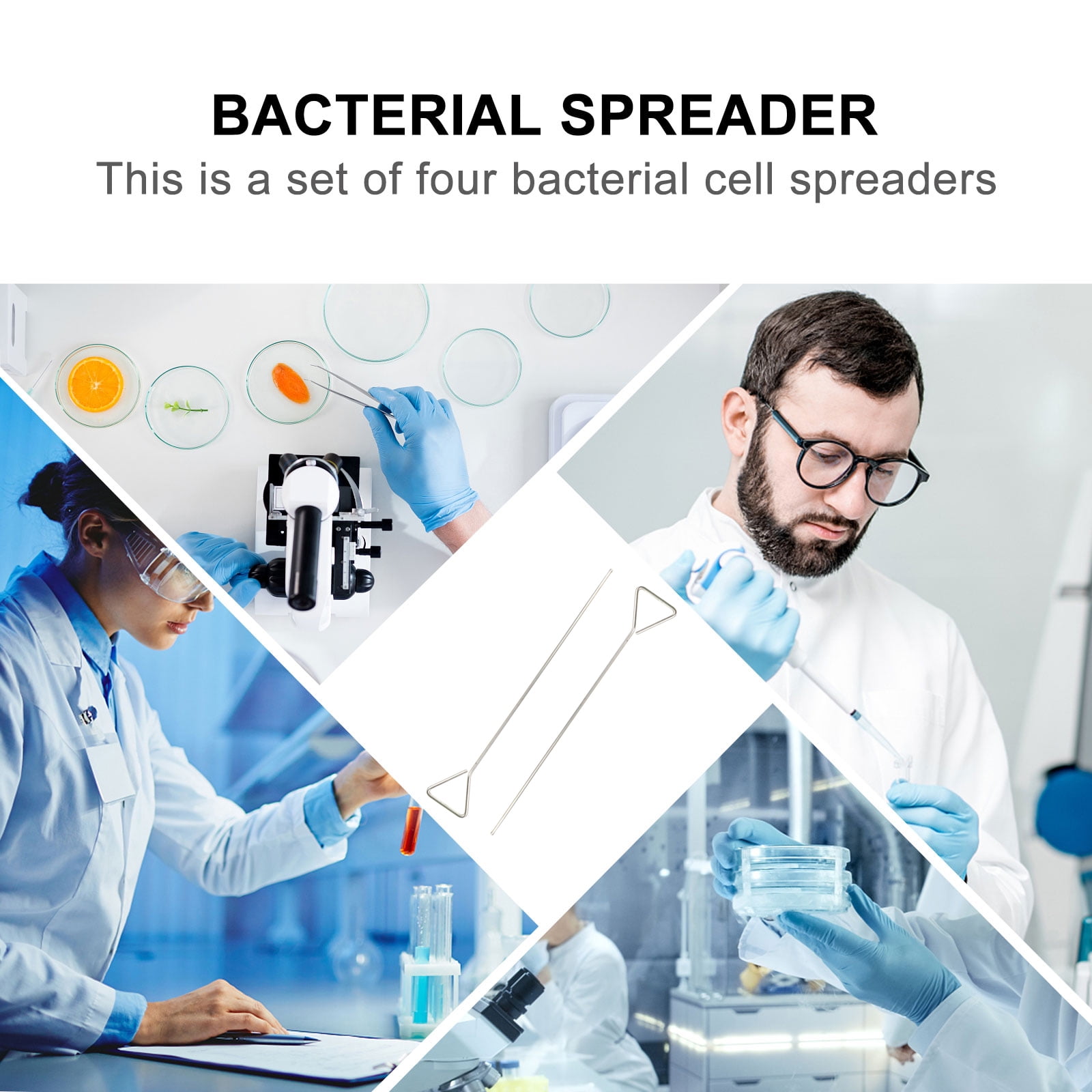 Bacterial Cell Spreader 2pcs Cell Sterile Spreaders Metal Bacterial