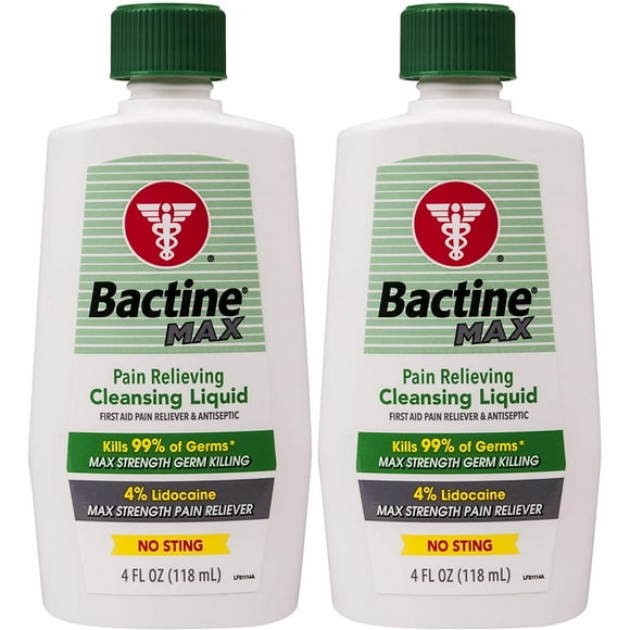 Bactine MAX First Aid Cleanser - Pain Relief Antiseptic Liquid with 4% Lidocaine - Numbing Lidocaine Spray Kills 99.9% of Germs - Pain + Itch Relief for Cuts, Burns & Bug Bites - 4