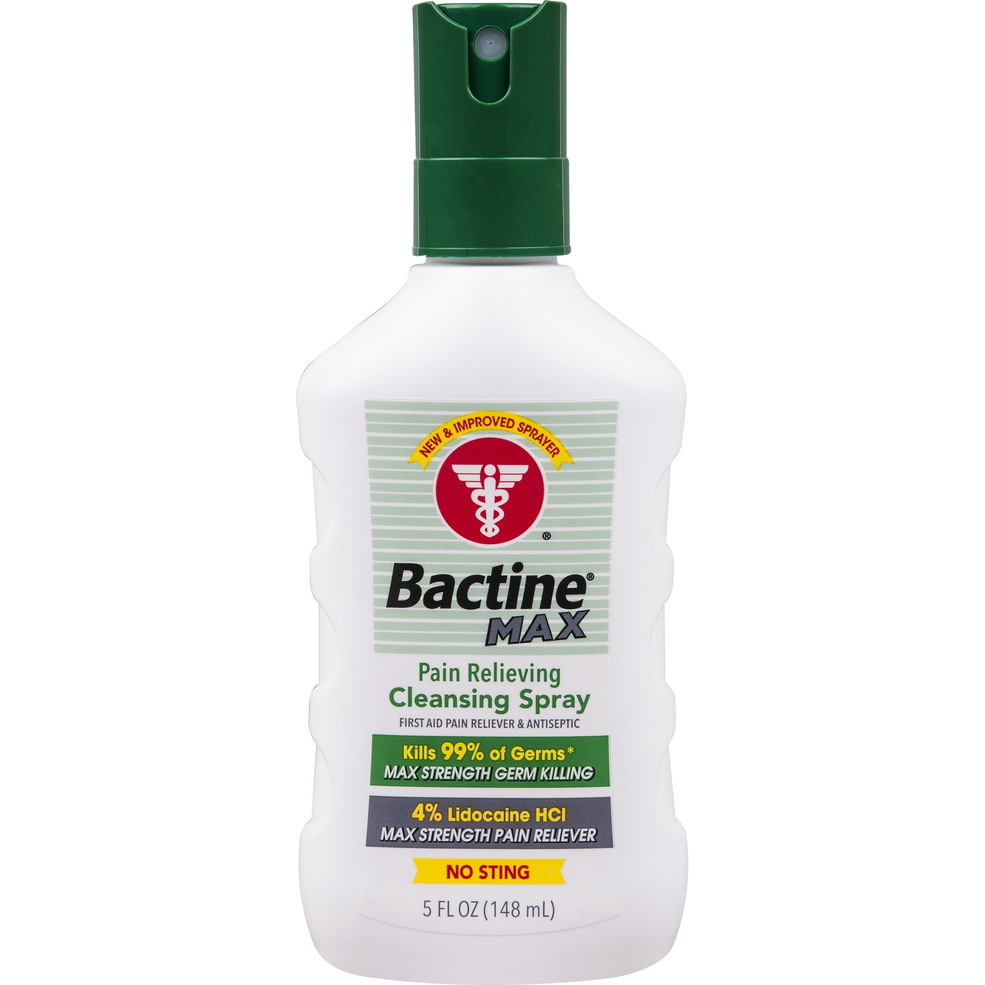 Bactine Max First Aid Spray Pain Relief Cleansing with 4% Lidocaine Kills 99.9% of Germs, 5 fl oz