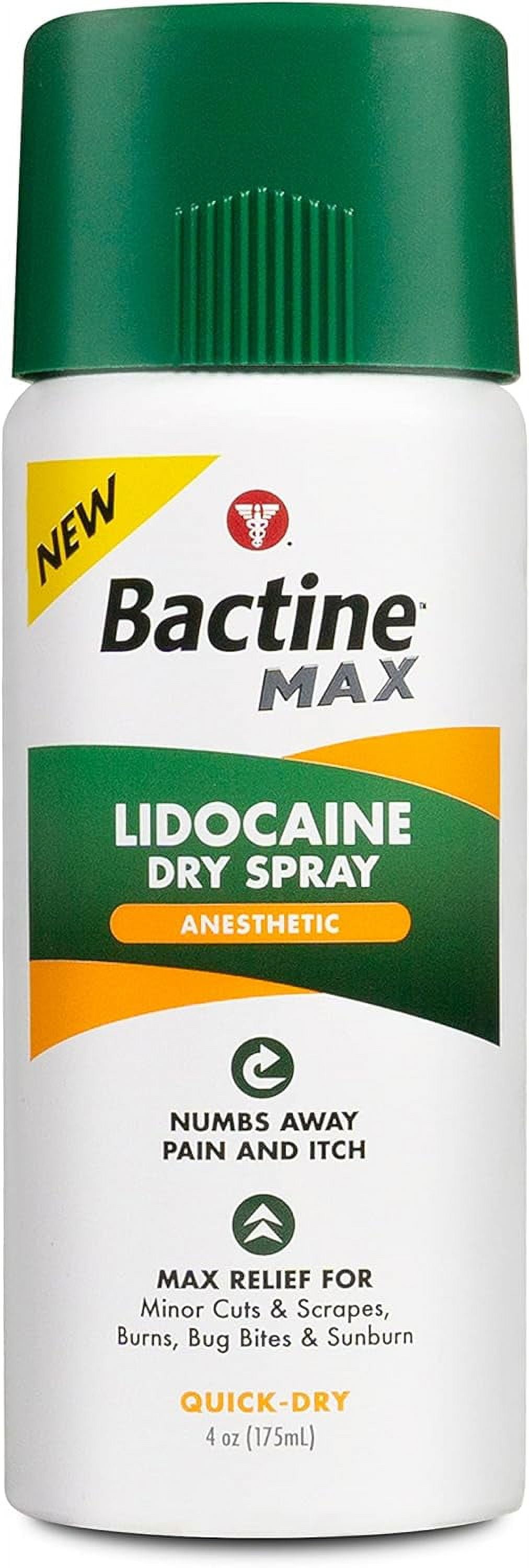 Bactine Max Pain Relief Dry Spray Anesthetic with Lidocaine, 4 oz