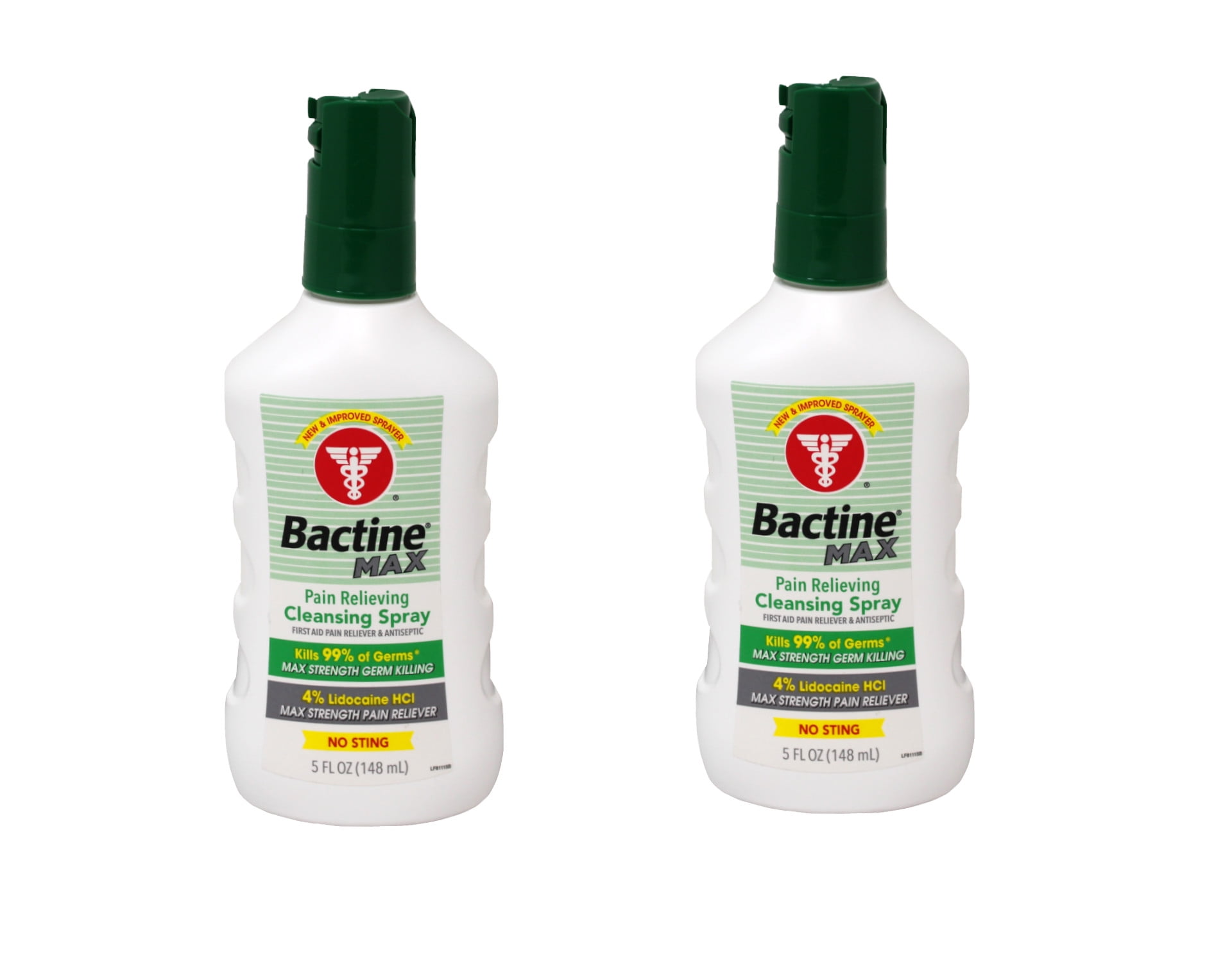 Bactine Max Pain Relieving Cleansing Spray, Maximum Strength First Aid Pain Relief + Antiseptic Spray, 5oz, 2 Pack