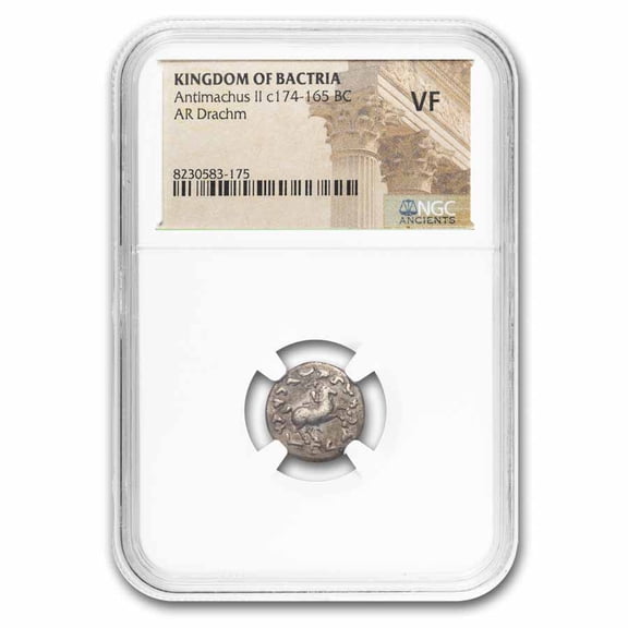 Bactria AR Drachm Antimachus II (174-165 BC) VF NGC (Random Coin)