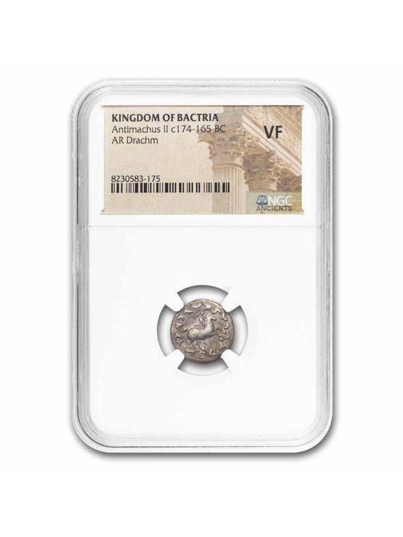 Bactria AR Drachm Antimachus II (174-165 BC) VF NGC (Random Coin)
