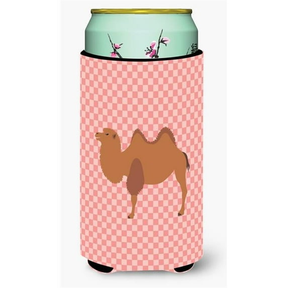 Bactrian Camel Pink Check Tall Boy Beverage Insulator Hugger