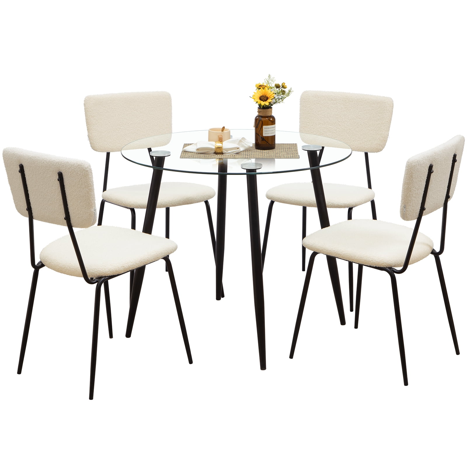 Bacyion 5 Piece Round Dining Table Setkitchen Table And Chairs For 4 Persondining Room Table 3148