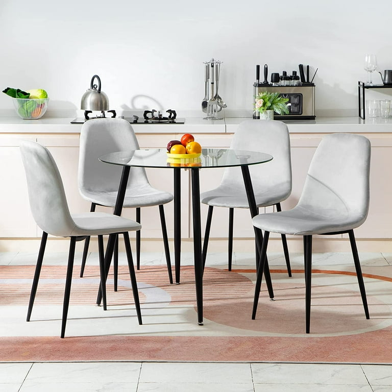 Bacyion Dining Room Table Set for 4 Modern Kitchen Table and Chairs 5 piece Dining Table Set for Kitchen Dinette Small Space Round Table 4PCS Light