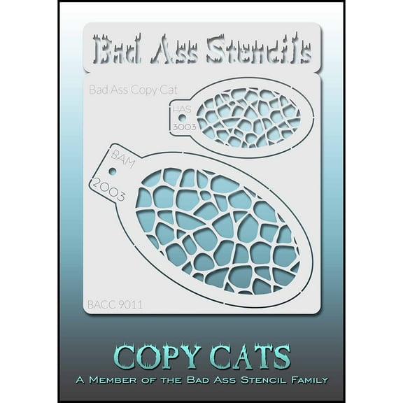 Bad Ass Copy Cat Stencil - BACC 9011, Thin, Flexible, High Grade Mylar, Reusable Face Painting Stencil, Great for Airbrush, Brush, Sponge Application