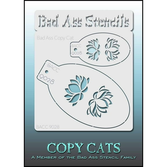 Bad Ass Copy Cat Stencil -  BACC 9028, Thin, Flexible, High Grade Mylar, Reusable Face Painting Stencil, Great for Airbrush, Brush, Sponge Application