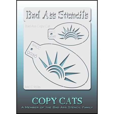 Bad Ass Copy Cat Stencil - BACC 9036, Thin, Flexible, High Grade Mylar, Reusable Face Painting Stencil, Great for Airbrush, Brush, Sponge Application