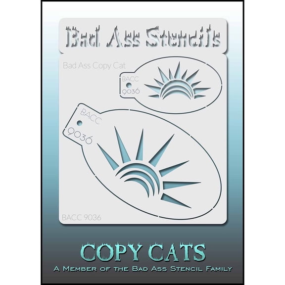Bad Ass Copy Cat Stencil - BACC 9036, Thin, Flexible, High Grade Mylar, Reusable Face Painting Stencil, Great for Airbrush, Brush, Sponge Application