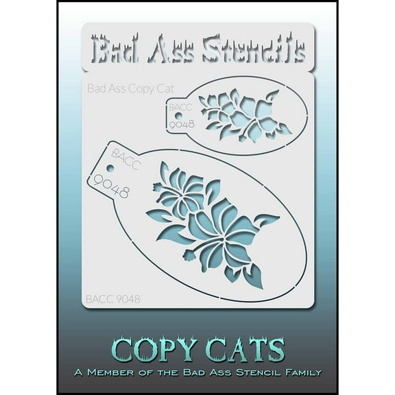 Bad Ass Copy Cat Stencil -  BACC 9048, Thin, Flexible, High Grade Mylar, Reusable Face Painting Stencil, Great for Airbrush, Brush, Sponge Application