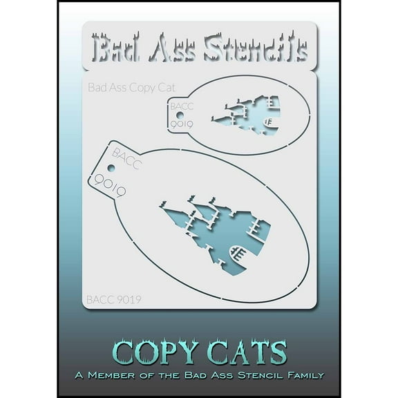 Bad Ass Copy Cat Stencil - Castle 9019, Thin, Flexible, High Grade Mylar, Reusable Face Painting Stencil, Great for Airbrush, Brush, Sponge Application