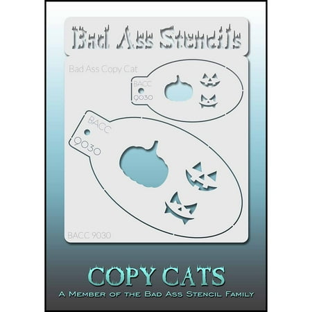 Bad Ass Copy Cat Stencil - Jack-O-Lantern 9030, Thin, Flexible, High Grade Mylar, Reusable Face Painting Stencil, Great for Airbrush, Brush, Sponge Application