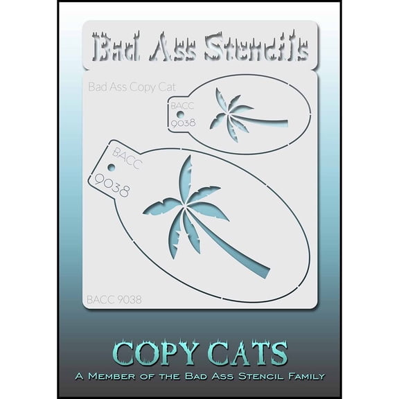 Bad Ass Copy Cat Stencil - Palm Tree  9038, Thin, Flexible, High Grade Mylar, Reusable Face Painting Stencil, Great for Airbrush, Brush, Sponge Application