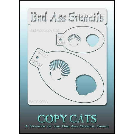 Bad Ass Copy Cat Stencil - Shell 9033, Thin, Flexible, High Grade Mylar, Reusable Face Painting Stencil, Great for Airbrush, Brush, Sponge Application