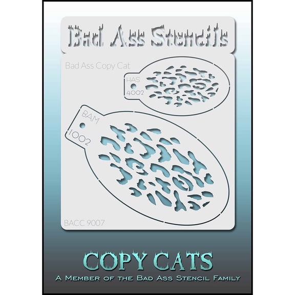 Bad Ass Copy Cat Stencil - Small Leopard 9007, Thin, Flexible, High Grade Mylar, Reusable Face Painting Stencil, Great for Airbrush, Brush, Sponge Application
