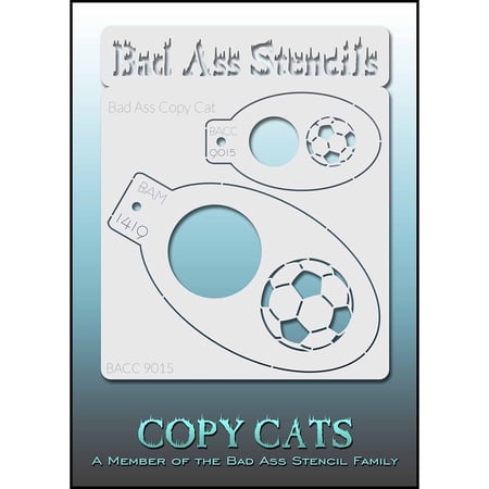 Bad Ass Copy Cat Stencil - Soccer 9015, Thin, Flexible, High Grade Mylar, Reusable Face Painting Stencil, Great for Airbrush, Brush, Sponge Application