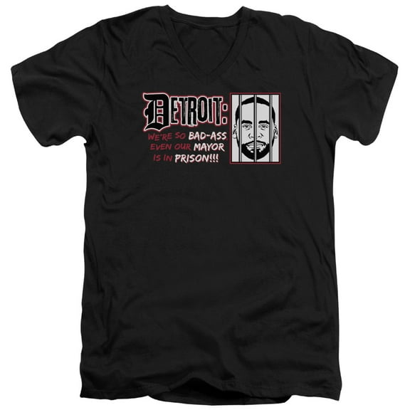 - Bad Ass - Slim Fit V Neck Shirt - Large