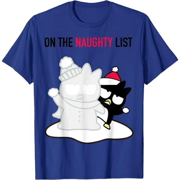 Bad Badtz Naughty List Christmas Holiday DTG Print Unisex T-Shirt,Royal Blue Color,Size L