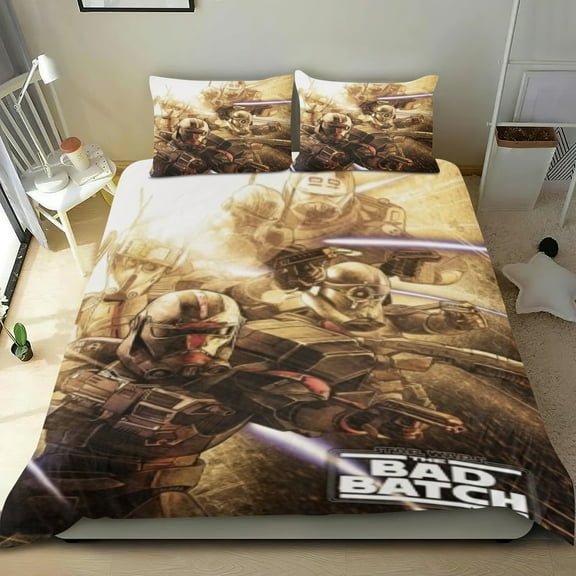 The Bad Batch Themed Bed Sheet Set Three Piece Set 53x79 In ches Comfortable And Skin Friendly Unique Design Creating A Star Studded Night Home Decor Gifts For Family Friends fans