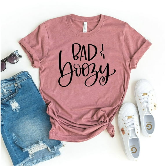 Bad & Boozy T-shirt Ghost Tshirt Party Tee Bachelorette Shirts Alcoholic Shirt Drinking Gift Women's Halloween Top