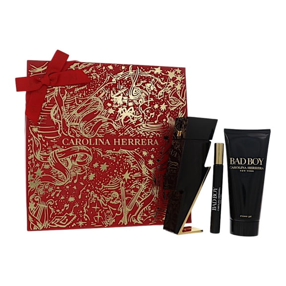 Carolina Herrera Bad Boy 3 Piece Gift Set For Men - 1.7Oz Eau De Toilette, 3.4Oz Shower Gel, 10Ml Eau De Toilette