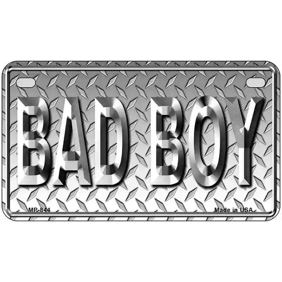 Bad Boy Diamond Plate Pattern Metal Novelty License Plate 7" x 4" Motorcycle