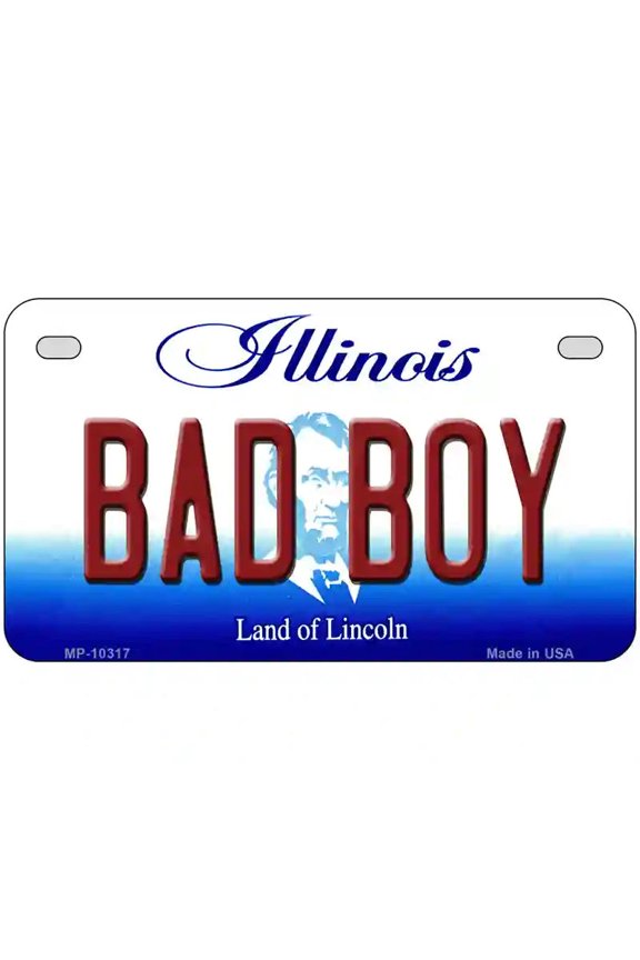 Bad Boy Illinois Metal Novelty License Plate 7" x 4" Motorcycle