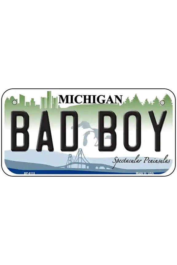 Bad Boy Michigan Metal Novelty License Plate 6" x 3" Bicycle