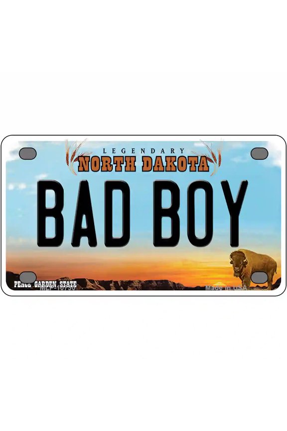Bad Boy North Dakota Metal Novelty License Plate 4" x 2.2" Mini