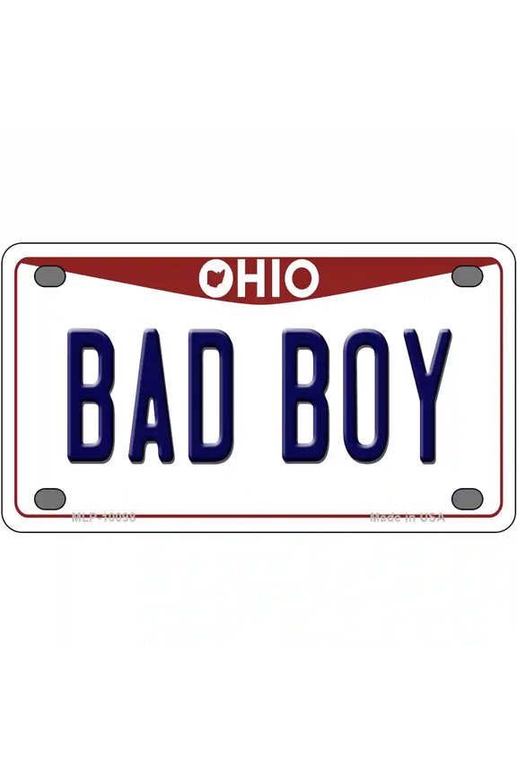 Bad Boy Ohio Metal Novelty License Plate 4" x 2.2" Mini