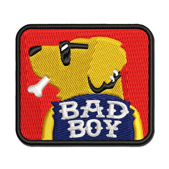 Bad Boy Pet Dog Golden Retriever Applique Multi-Color Embroidered Hook & Loop Patch - 3.5 Inch Large