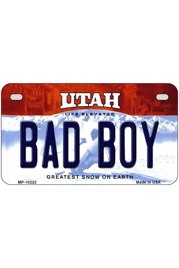 Bad Boy Utah Metal Novelty License Plate 7" x 4" Motorcycle