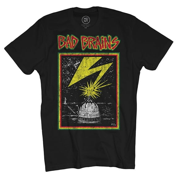 Bad Brains Men's Distressed Capitol Logo T-Shirt Black Large