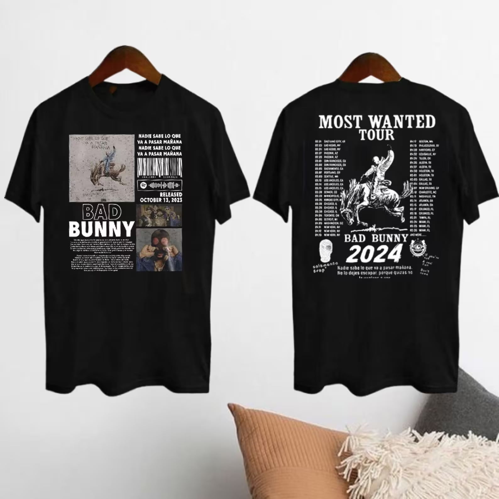 Bad Bunny 2024 Concert T-shirt, Most Wanted Tour 2024 Bad Bunny Shirt ...