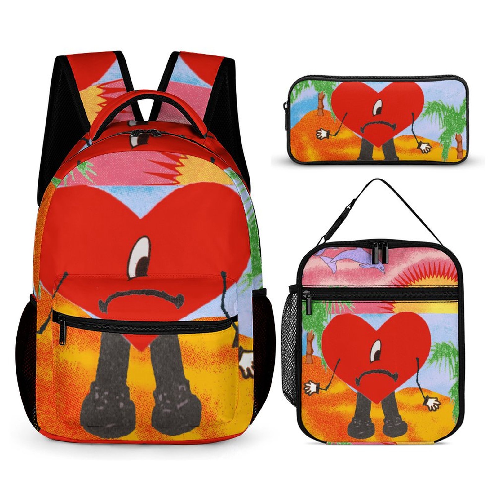 Bad Bunny 3-piece backpack set including lunch box lunch bag and ...