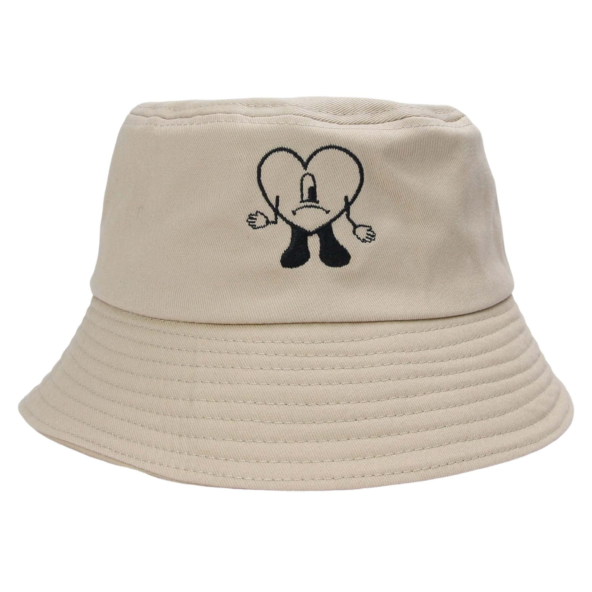 Bad Bunny Bucket Hat,Fishing Hat with Embroidered,Flat Top Sun Hats for